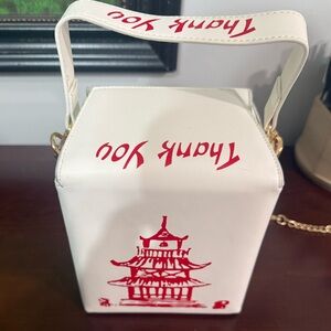 Tower Print Crossbody Chinese Takeout Box Purse